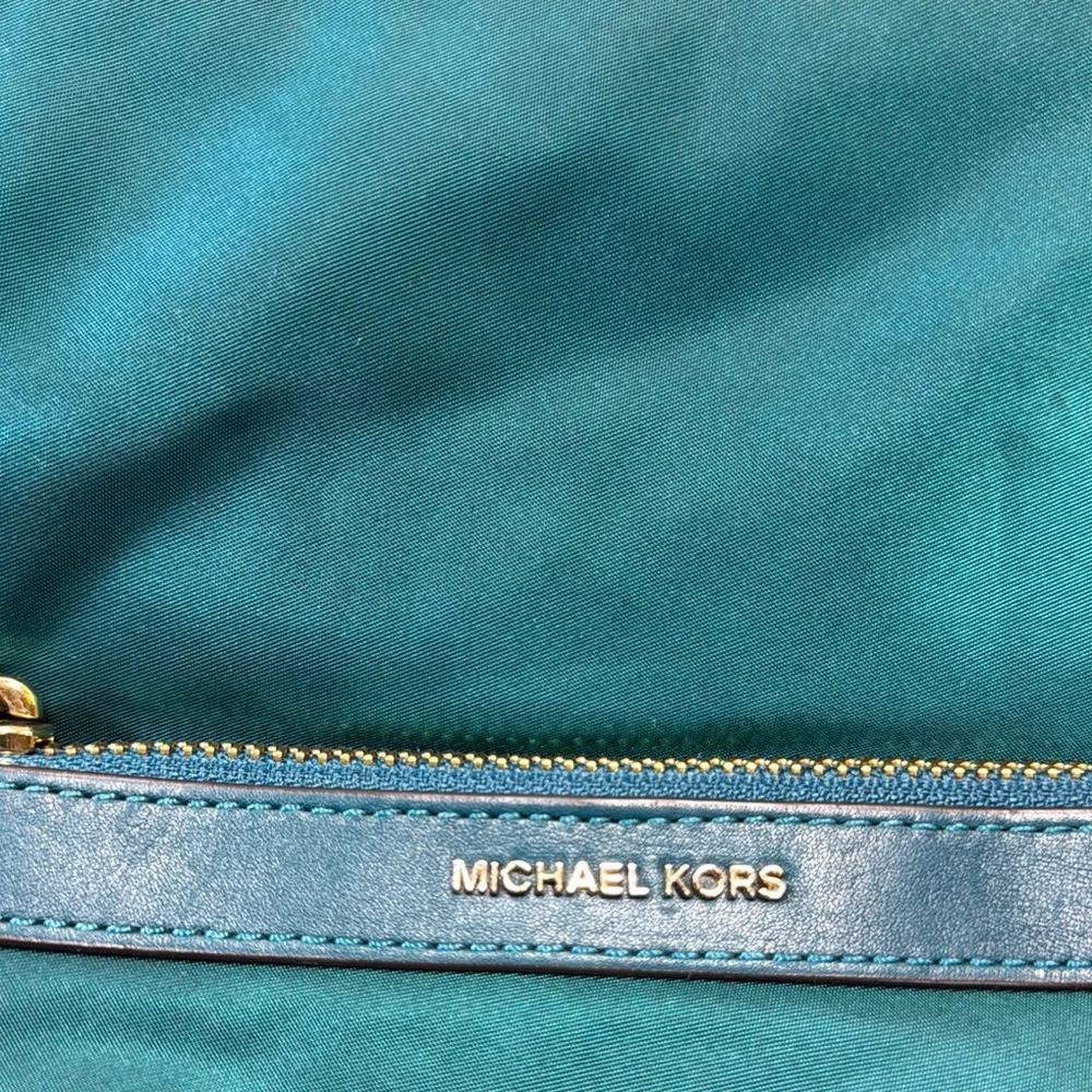 Michael Kors Teal Crossbody Bag with Gold Accents